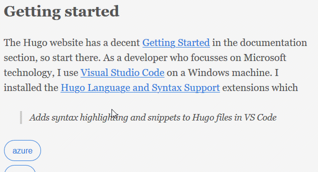 The Hugo snippets in action